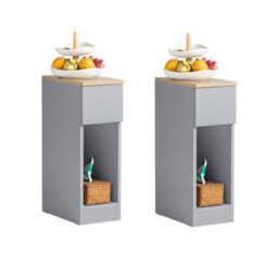 Sobuy Fbt111-Hgx2, Set Of 2 Slim Bedside Table Bedside Cabinet Narrow Side Table Nightstand With Drawer And Shelf, Grey - thumbnail 1