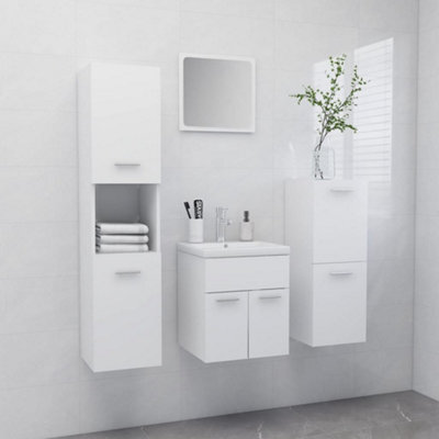 Berkfield Bathroom Furniture Set White Engineered Wood - image 1