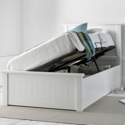 New England Solo White Wooden Ottoman Storage Bed - Single 3Ft Bed Frame - thumbnail 2