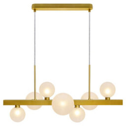 Long Life Lamps Company Modern Ceiling Golden Cluster Pendant Light Bar Globe Frosted Glass Lamp Shades H3089 With G9 Led - thumbnail 3