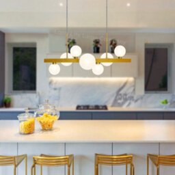 Long Life Lamps Company Modern Ceiling Golden Cluster Pendant Light Bar Globe Frosted Glass Lamp Shades H3089 With G9 Led - thumbnail 9