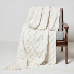 Homescapes White Diamond Cotton Tufted Throw 125 X 150 Cm - thumbnail 1