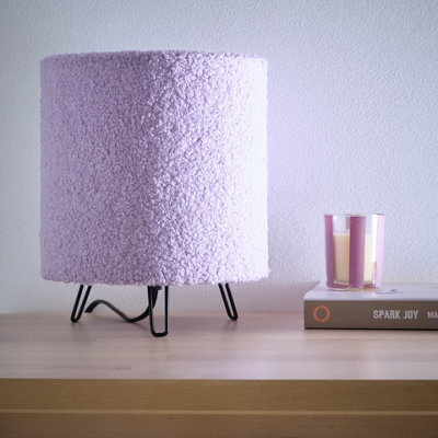 K Living Miami Cozy Elegance Lilac Teddy Velvet Table Lamp - image 1