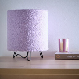 K Living Miami Cozy Elegance Lilac Teddy Velvet Table Lamp