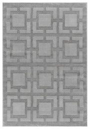 Vellure Modern Indoor Living Room Area Rug Embossed Metallic Sheen Maze Design Grey 200X290 Cm - thumbnail 2