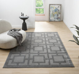 Vellure Modern Indoor Living Room Area Rug Embossed Metallic Sheen Maze Design Grey 200X290 Cm - thumbnail 5
