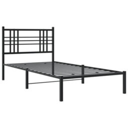Berkfield Metal Bed Frame Without Mattress With Headboard Black 90X190Cm - thumbnail 3