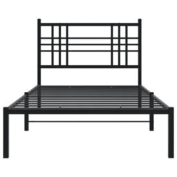 Berkfield Metal Bed Frame Without Mattress With Headboard Black 90X190Cm - thumbnail 4