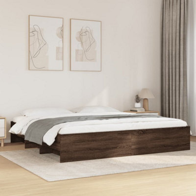 Berkfield Bed Frame Without Mattress Brown Oak 200X200 Cm Engineered Wood - image 1