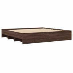 Berkfield Bed Frame Without Mattress Brown Oak 200X200 Cm Engineered Wood - thumbnail 4