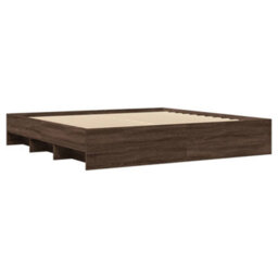 Berkfield Bed Frame Without Mattress Brown Oak 200X200 Cm Engineered Wood - thumbnail 7
