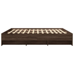 Berkfield Bed Frame Without Mattress Brown Oak 200X200 Cm Engineered Wood - thumbnail 6