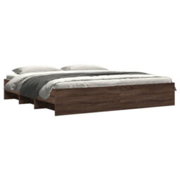 Berkfield Bed Frame Without Mattress Brown Oak 200X200 Cm Engineered Wood - thumbnail 3