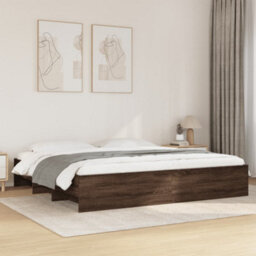 Berkfield Bed Frame Without Mattress Brown Oak 200X200 Cm Engineered Wood - thumbnail 1
