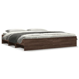 Berkfield Bed Frame Without Mattress Brown Oak 200X200 Cm Engineered Wood - thumbnail 2
