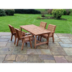 Churnet Valley Garden Furniture Ltd Valley 4 Seat Set 4Xc Table - Timber - L220 X W330 X H95 Cm - Minimal Assembly Required - Set Of Waterproof Cushions Included - thumbnail 1