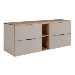 Heze Furniture Slim Modern 4 Drawer Bathroom Cabinet Vanity Unit With Extra Storage 140Cm With Worktop - Cashmere - thumbnail 2