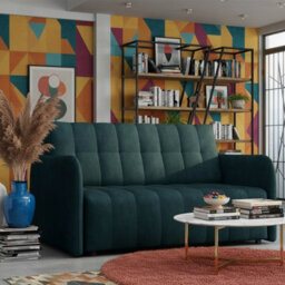 Viva Grand Iii Upholstered Sofa Bed With Sleeping Function Storage Compartment Wooden Legs Living Room 145Cm Turquoise