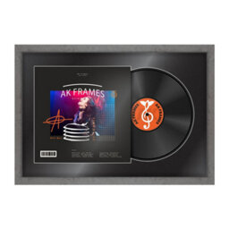 "AK Frames 25X17"" Grey Marble Modern Vinyl Record Frame With Black Mount For 12 Inch Lp Cover & Disc - Overlapped Design" - thumbnail 1
