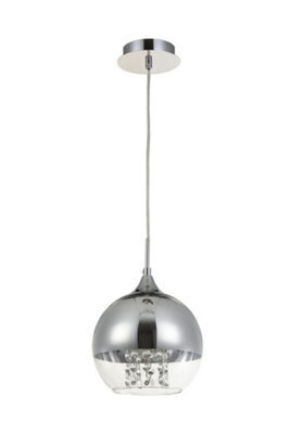 Luminosa Lighting Luminosa Fermi Dome Ceiling Pendant Lamp Nickel & Crystal, 1 Light, E27 - image 1