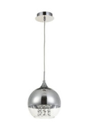 Luminosa Lighting Luminosa Fermi Dome Ceiling Pendant Lamp Nickel & Crystal, 1 Light, E27 - thumbnail 1