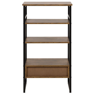 Beliani Console Table Tv Stand Dark Brown Matte 3 Shelves 1 Drawer - Compact Industrial Media Unit - image 1