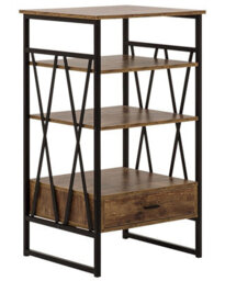 Beliani Console Table Tv Stand Dark Brown Matte 3 Shelves 1 Drawer - Compact Industrial Media Unit - thumbnail 3