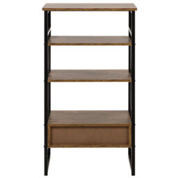 Beliani Console Table Tv Stand Dark Brown Matte 3 Shelves 1 Drawer - Compact Industrial Media Unit - thumbnail 1