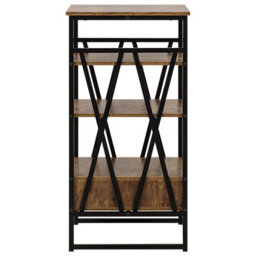 Beliani Console Table Tv Stand Dark Brown Matte 3 Shelves 1 Drawer - Compact Industrial Media Unit - thumbnail 7