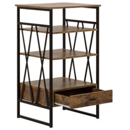 Beliani Console Table Tv Stand Dark Brown Matte 3 Shelves 1 Drawer - Compact Industrial Media Unit - thumbnail 6