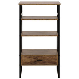 Beliani Console Table Tv Stand Dark Brown Matte 3 Shelves 1 Drawer - Compact Industrial Media Unit - thumbnail 5