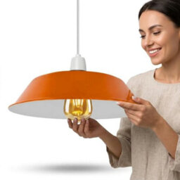 36Cm Metal Orange Pendant Lampshade Easy Fit Various Type Indoor Lampshade For Bedroom, Hallway, Office - thumbnail 1