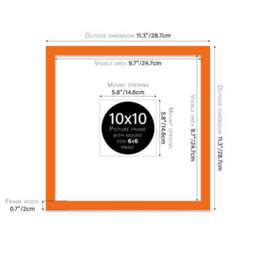 "10X10"" Orange Picture Frame - 10X10"" Square Frame With 6X6"" Mount For 10X10""/6X6"" Pictures Classic Style Room Decor, 1 Pack" - thumbnail 2
