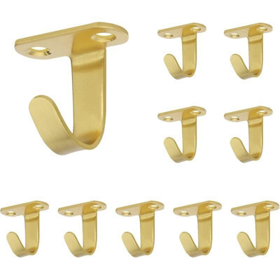 10 Pack Ceiling Hooks For Towels, Bathrobes, Clothes, Bathroom, Kitchen, Wardrobe, Garage (Gold) - image 1