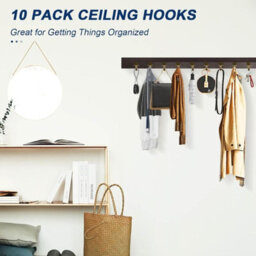10 Pack Ceiling Hooks For Towels, Bathrobes, Clothes, Bathroom, Kitchen, Wardrobe, Garage (Gold) - thumbnail 3