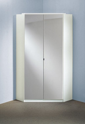 Duo White And Mirror Corner Mirrored Wardrobe - image 1