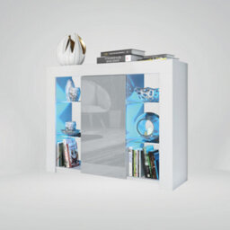 Modern Sideboard Display Cabinet Cupboard Tv Stand Living Room High Gloss Doors - White & Grey - thumbnail 3