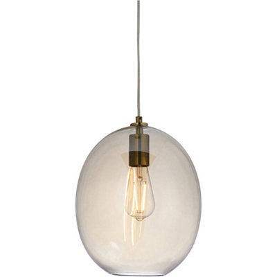 Loops Hanging Ceiling Pendant Light - Satin Brass Plate & Champagne Lustre Glass - 10W Led E27 - image 1