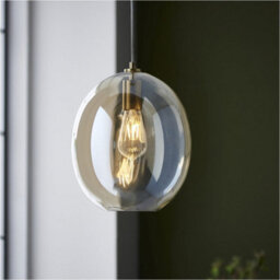 Loops Hanging Ceiling Pendant Light - Satin Brass Plate & Champagne Lustre Glass - 10W Led E27 - thumbnail 3