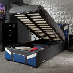 X Rocker X-Rocker Cerberus Ottoman Gaming Bed, 3Ft Single Upholstered Bedstead With Storage Blue Black White -  90X190Cm Mattress Included - thumbnail 2