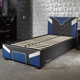 X Rocker X-Rocker Cerberus Ottoman Gaming Bed, 3Ft Single Upholstered Bedstead With Storage Blue Black White -  90X190Cm Mattress Included - thumbnail 3