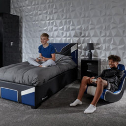 X Rocker X-Rocker Cerberus Ottoman Gaming Bed, 3Ft Single Upholstered Bedstead With Storage Blue Black White -  90X190Cm Mattress Included - thumbnail 6