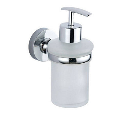 Bubly Bathrooms Chrome Plan Soap Dispenser & Holder - Wall Mounted Mild Steel Gloss Finish Modern Design