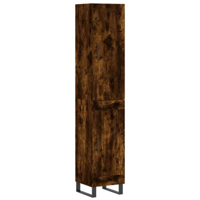 Berkfield Elegant Highboard Smoked Oak 34.5X34X180 Cm Engineered Wood - image 1