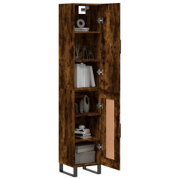 Berkfield Elegant Highboard Smoked Oak 34.5X34X180 Cm Engineered Wood - thumbnail 3