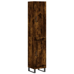 Berkfield Elegant Highboard Smoked Oak 34.5X34X180 Cm Engineered Wood - thumbnail 1