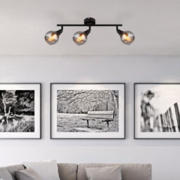 Luminosa Lighting Luminosa Glyptar Ceiling Spotlight Bar Matt Black Smoke Glass Shade 3X E14 - thumbnail 4