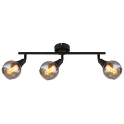 Luminosa Lighting Luminosa Glyptar Ceiling Spotlight Bar Matt Black Smoke Glass Shade 3X E14 - thumbnail 3