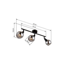 Luminosa Lighting Luminosa Glyptar Ceiling Spotlight Bar Matt Black Smoke Glass Shade 3X E14 - thumbnail 5