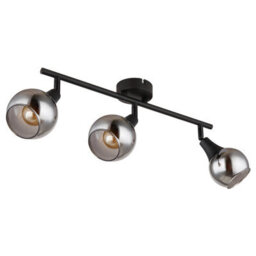 Luminosa Lighting Luminosa Glyptar Ceiling Spotlight Bar Matt Black Smoke Glass Shade 3X E14 - thumbnail 2
